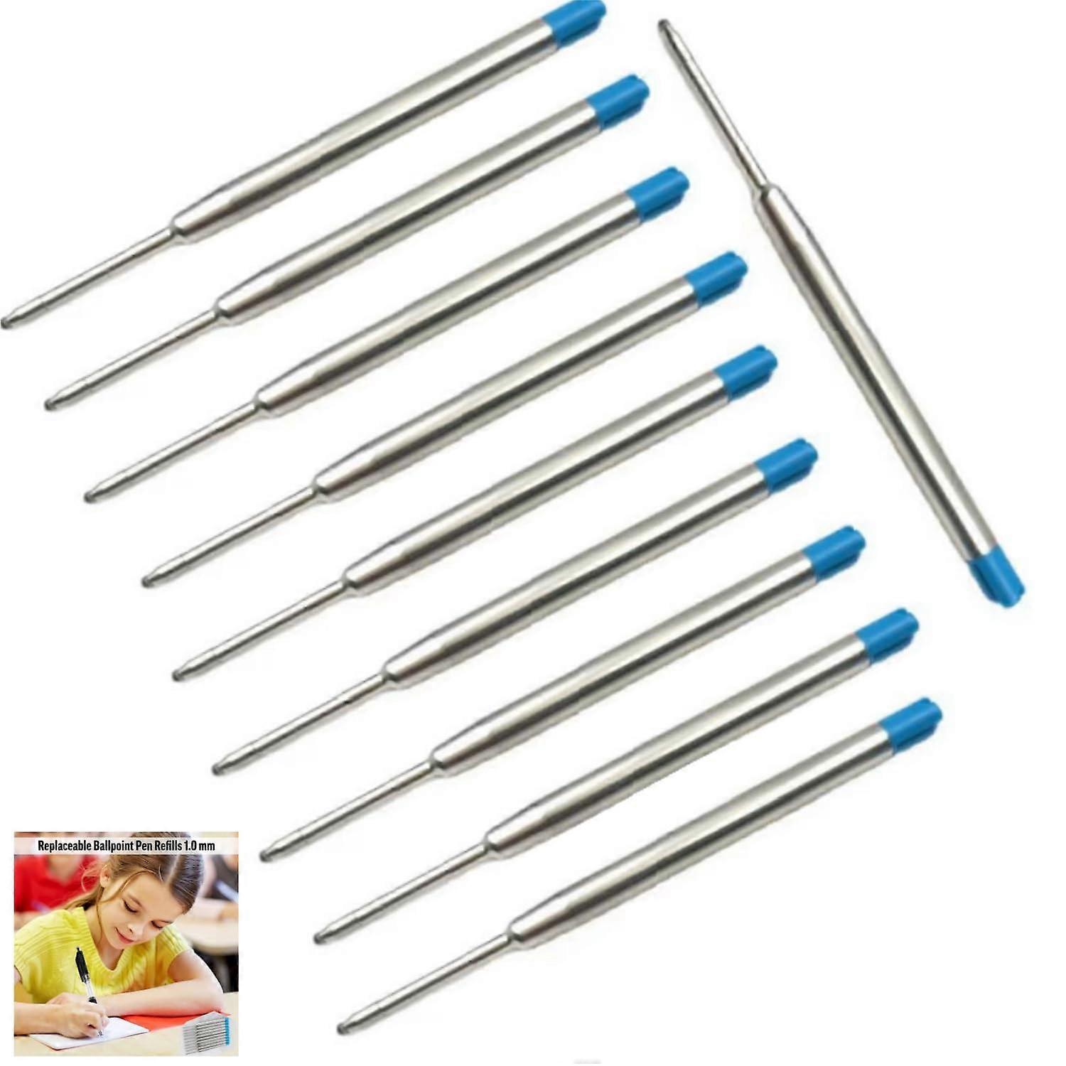 Ballpoint Pen Refills, Pack of 10 Ballpoint Pen Refills G2 Format, Interchangeable Ballpoint Pen Refills, Metal Ballpoint Pen Refills, Ink Colour Blue