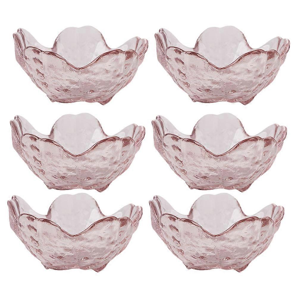 6pcs Glass Fruit Plates Salad Bowls Flower Design Jewelry Storage Trays