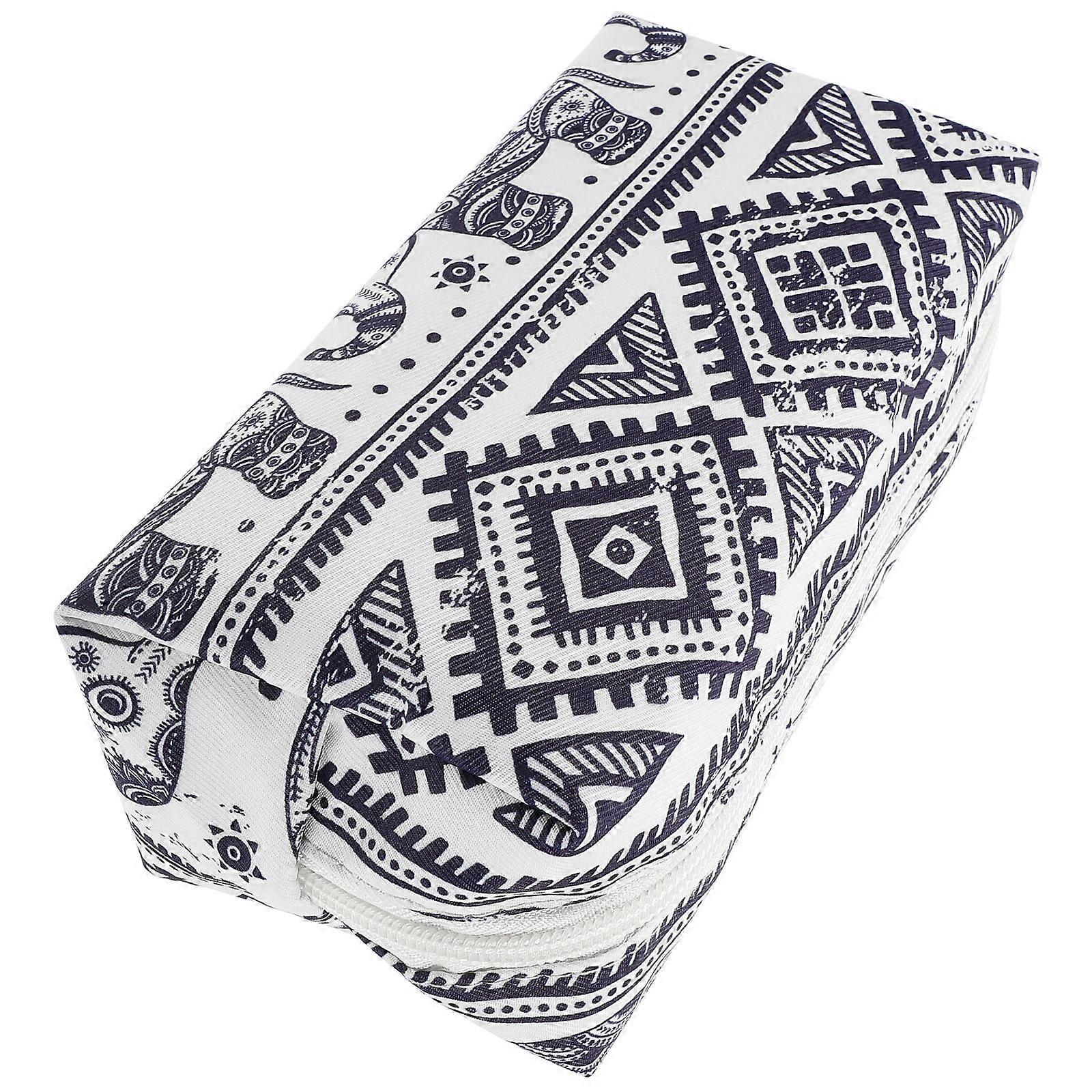 Lipstick Bag Organizer Rectangular Travel Toiletry Bag Beige Elephant Pattern 20.00X10.00X7.00CM Waterproof 1Pack