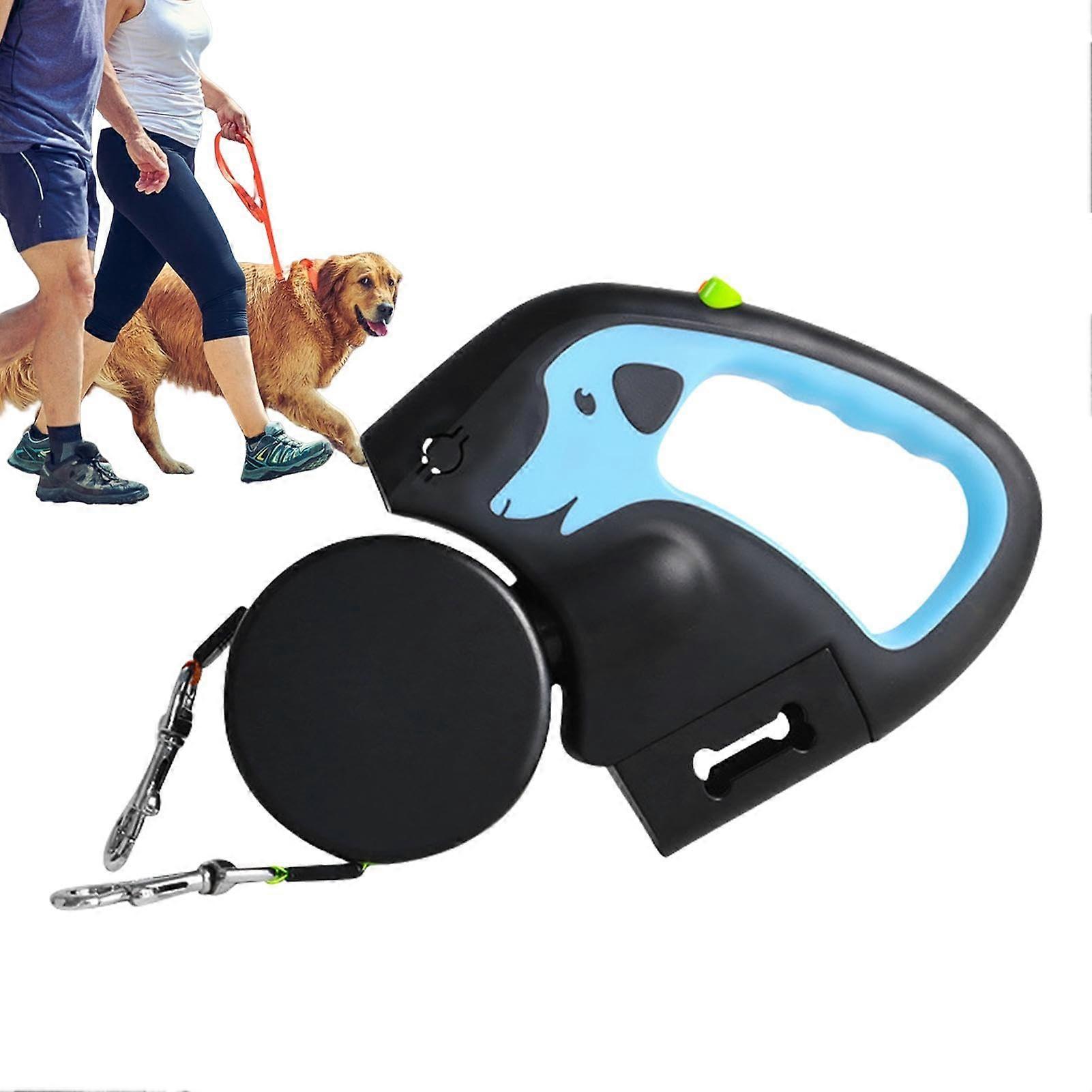 Retractable dog leash, comfortable grip, reflective, adjustable, light blue