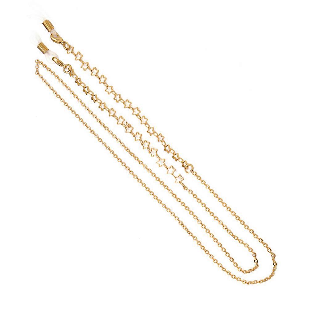 Eyeglass Cords Prevent Falling Metal Eyewear Strap Golden Hollow Star Traveling Outdoor Activities 79x0.5x0.3cm 1Pack
