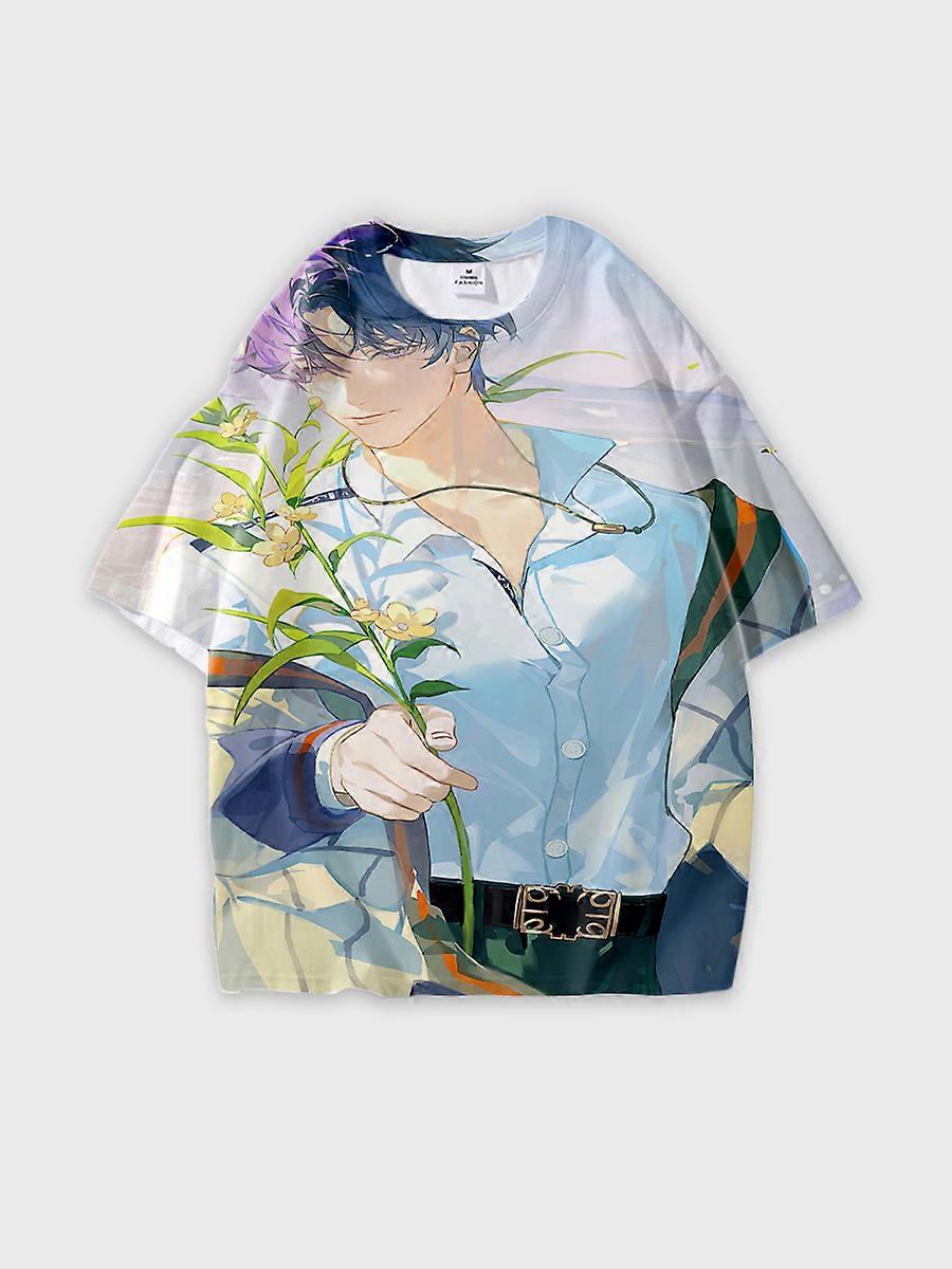 T-shirt round neck Role Pattern loose short sleeve B546