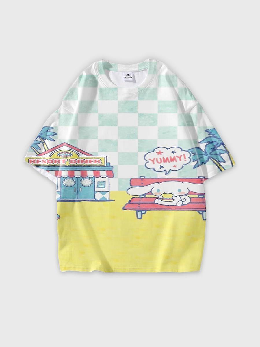 T-shirt round neck Cartoon Pattern loose short sleeve E2343