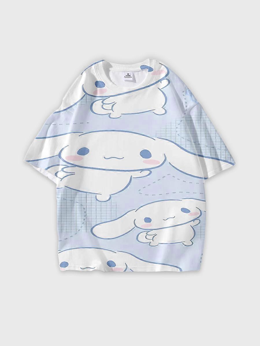 T-shirt girocollo Cartoon Pattern manica corta sciolta C2658