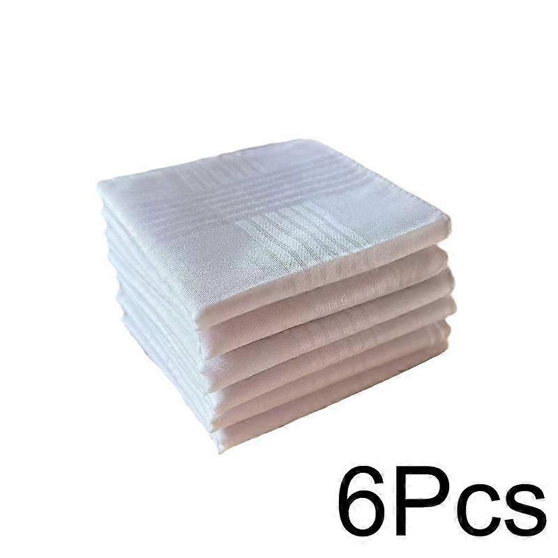 6Pcs/Pack 40*40CM Men Wedding Party Absorbent Cotton Bandannas Square White Hand Towel Handkerchiefs