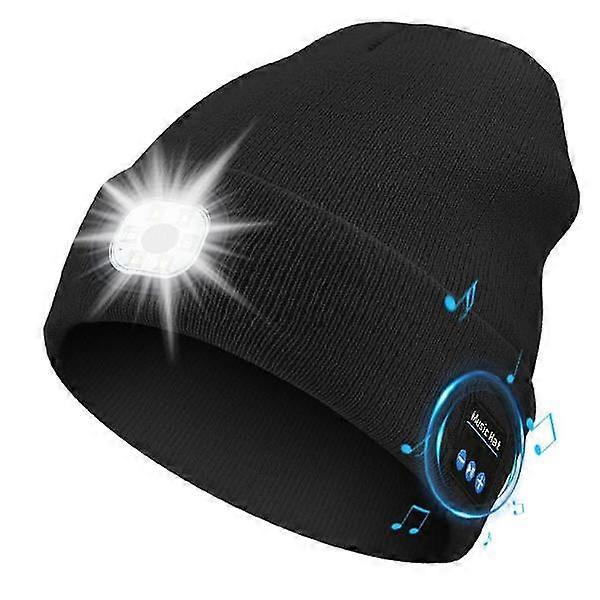Bluetooth Light Beanie 2er-Pack, USB wiederaufladbar, Scheinwerfer Lampenkappe mit kabellosen Kopfhörern Built-in S