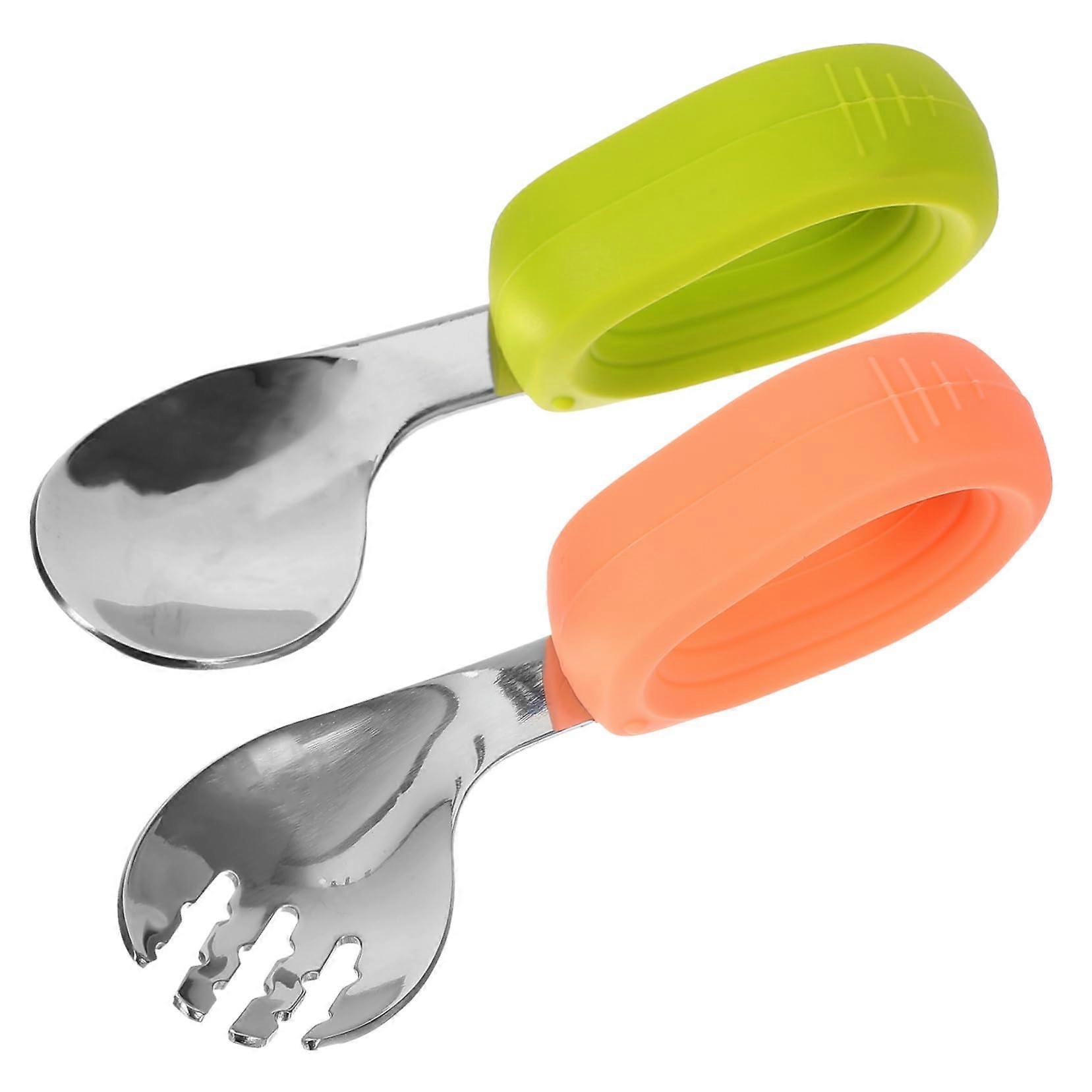 Elbow Fork Spoon Set for Toddlers - Small Feeding Spoons, Cutlery Training Utensils for Babies, BPA-Free Design