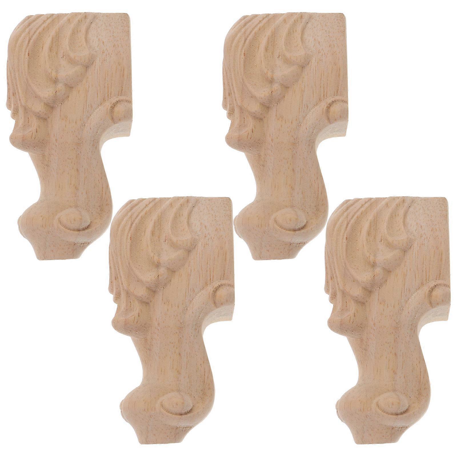 Cabinet Couch Foot Wood Dresser Leg Unfinished Carved For Interior Design Home Renovation 10.00X5.20X5.00cm 4Pcs