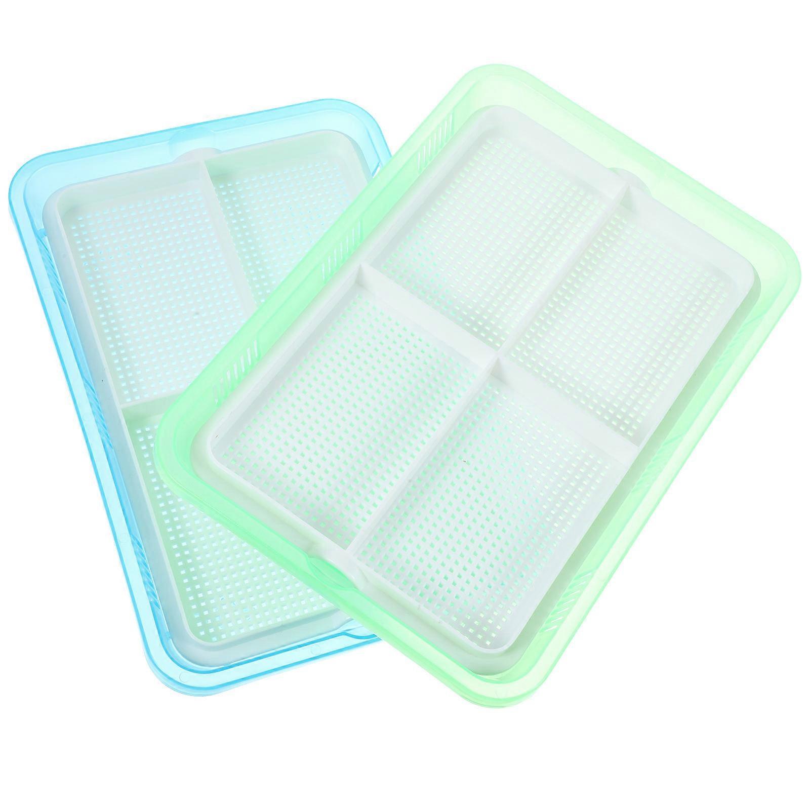 Creative Cat Plant Box Set Hydroponic Soil-Free Sprout Tray for Indoor Use Assorted Color 2Pcs
