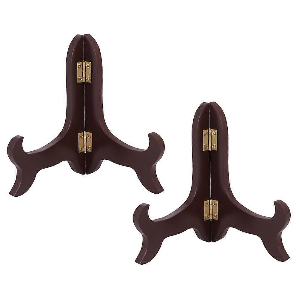 Wooden Picture Frame Stand for Display Securely Holds Items Brown Smooth Surface 2pcs