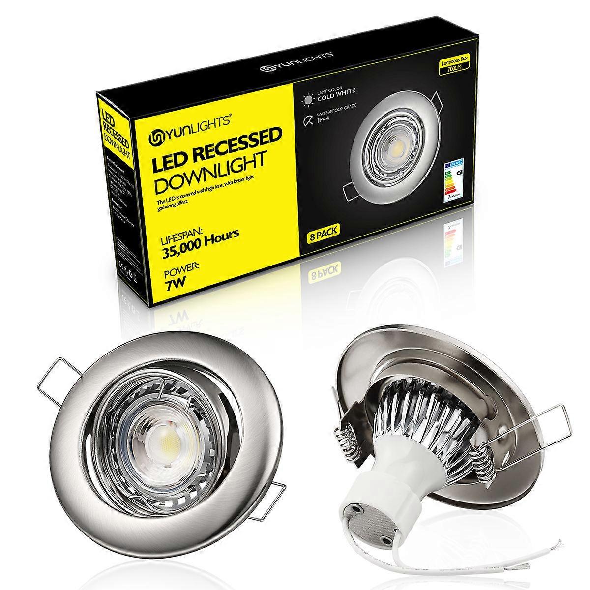Projecteur à intensité variable 8 LED argentées, luminaire durable pour éclairage