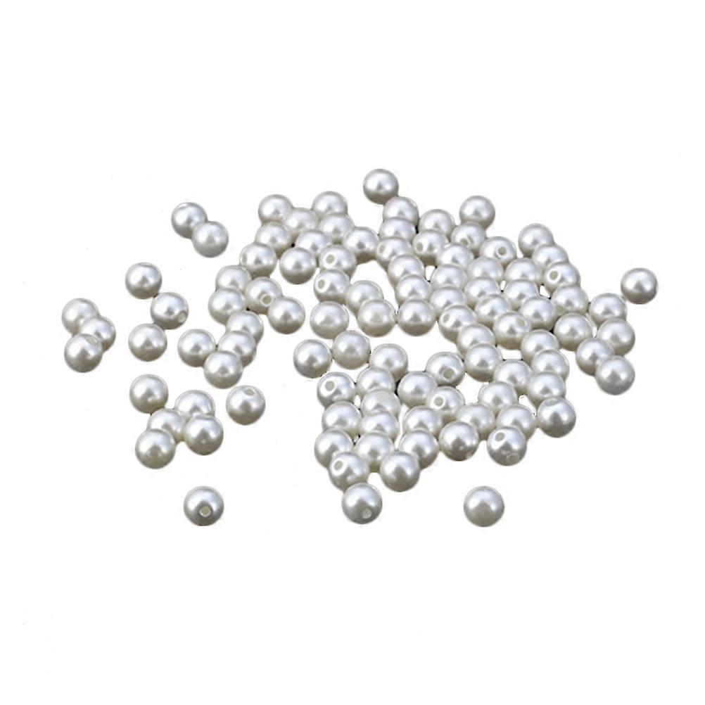 Pearl Studs Earrings for Women White ABS Material Round Pearls with Cool Rivets 8mm