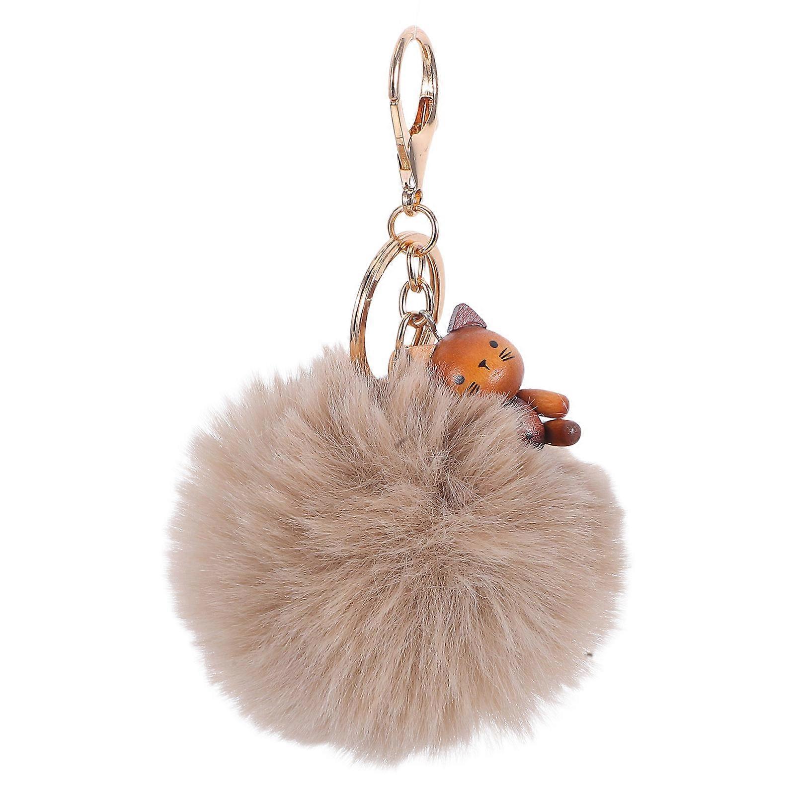 Vintage Cat Pendant Brown Wooden Handmade Cat Ornament Cute Keyrings for Decoration Women