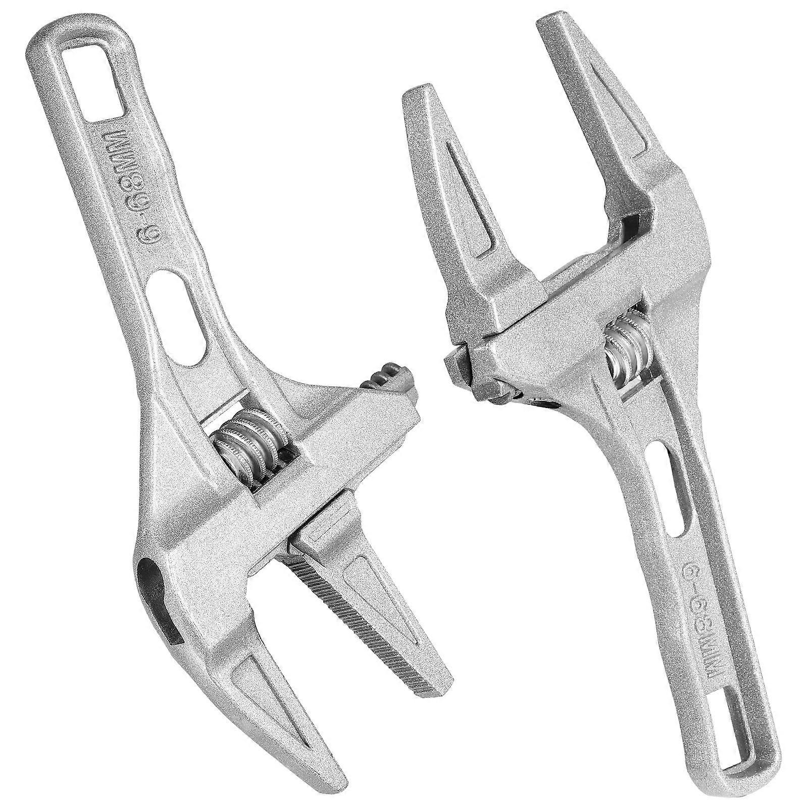 Basin Wrench Tool 2pcs Adjustable Multi Functional Faucet Wrench Chrome Vanadium Durable Skid Design Plumbing Repair DIY Professional Use