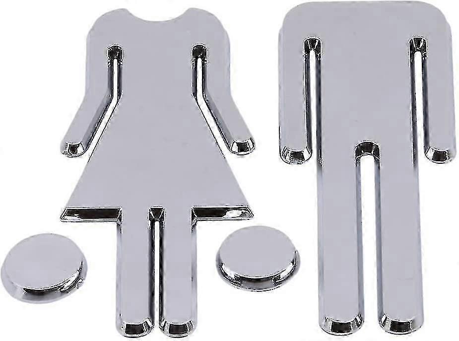 لوحة باب مرحاض واحدة للذكور والإناث - لوحة مرآة - رمز تحديد الحمام