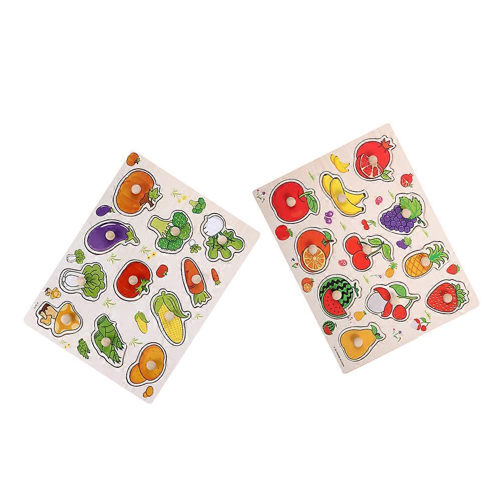 Hand-Eye Coordination 2Pcs Fruit Shaped Wooden Puzzle Toy for Toddlers Ideal for School and Playroom Use