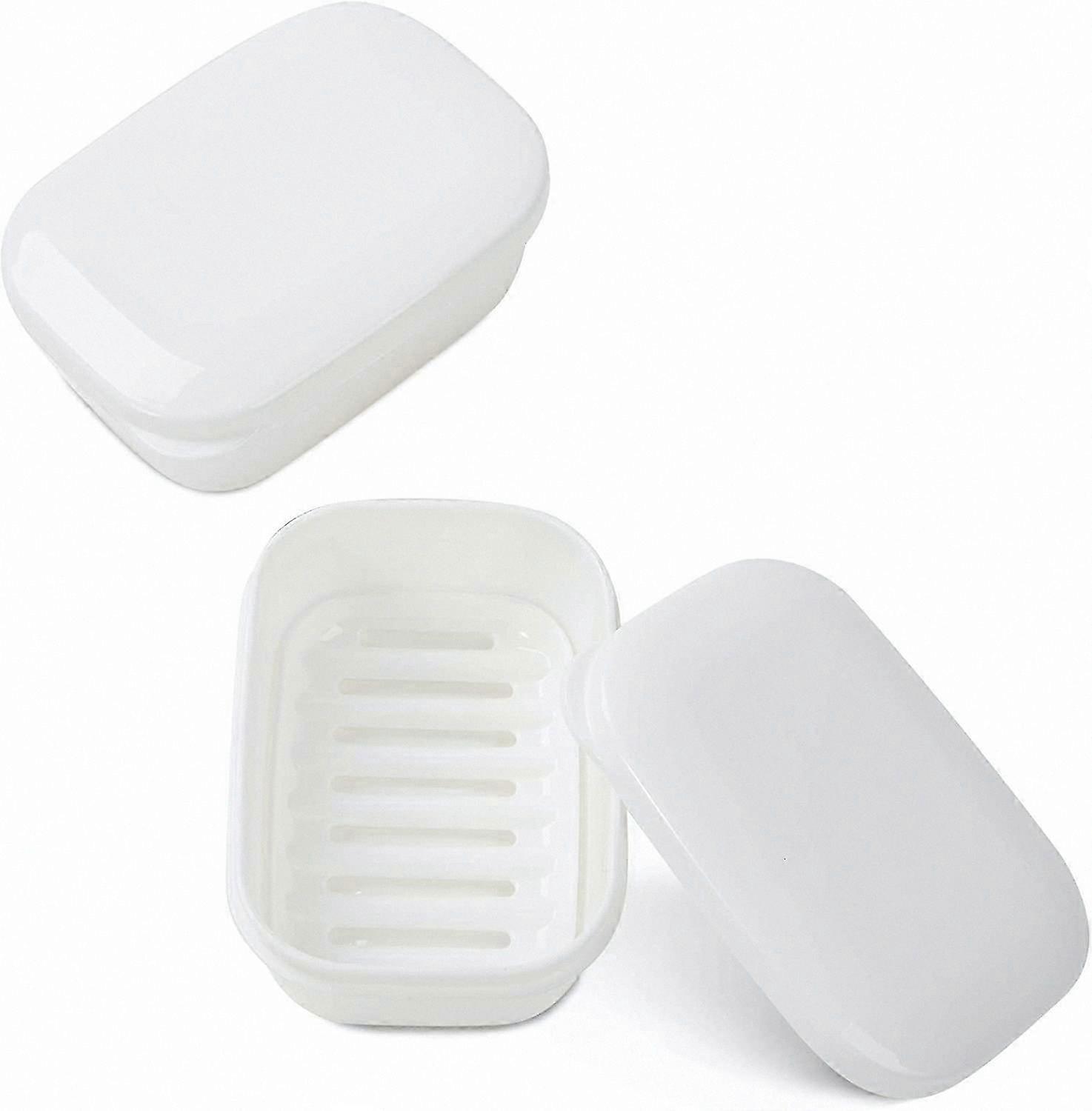 Portable Soap Dish Set, 2-Pack Travel-Friendly Soap Saver for Gym, Camping, and On-The-Go Use (White)