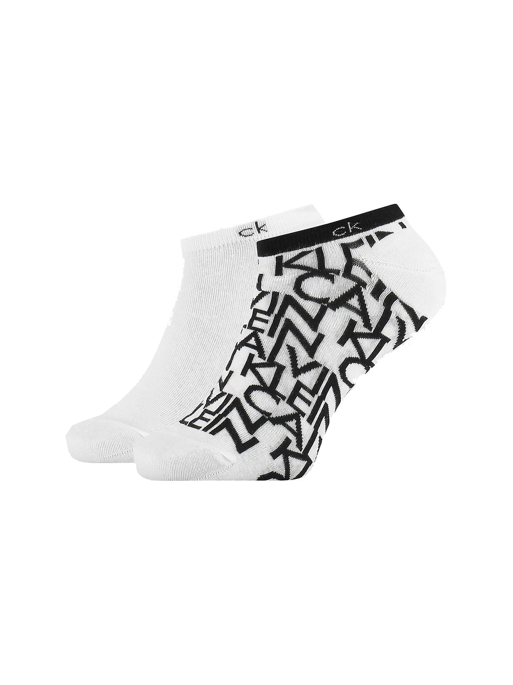 Calvin Klein 2 Pack Trainer Chaussettes All-over-logo