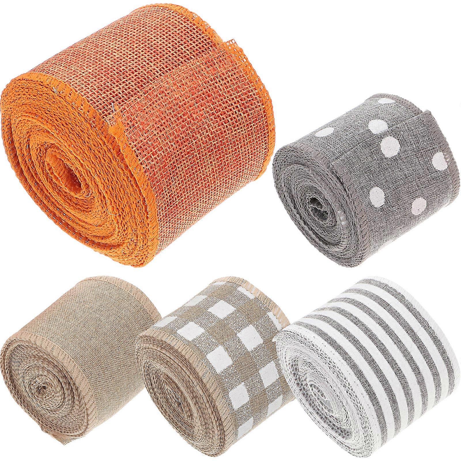 Ornament DIY Ribbon 5 Rolls Of Christmas Ribbon Gift Box Ribbons Christmas Decorative Ribbon 600cm Length Set