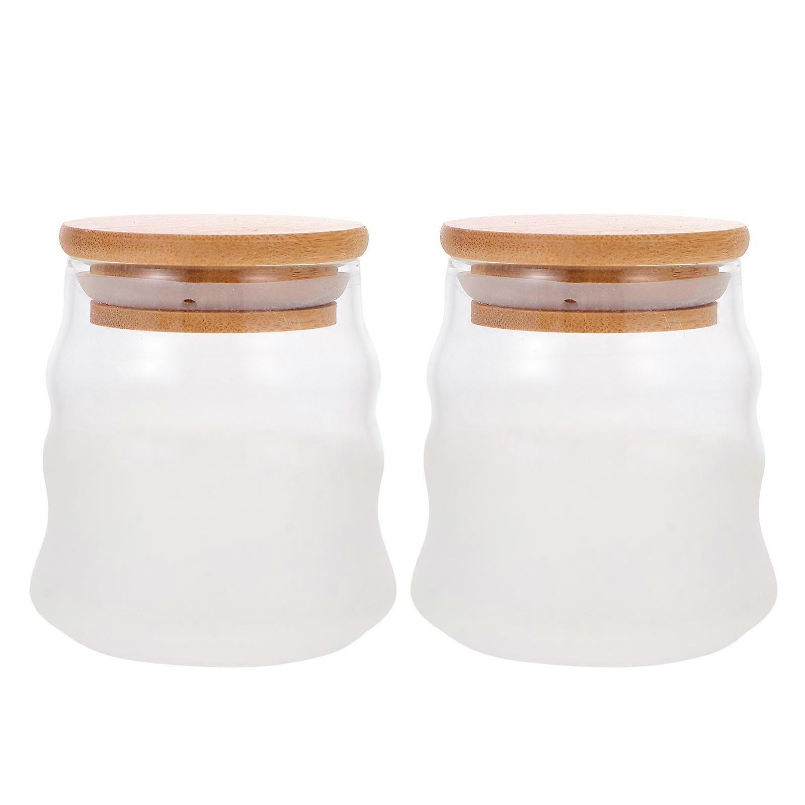 Simple Design Sealed Glass Storage Jars 2Pcs Ideal For Kitchen Use Featuring Strong And Airtight Closure