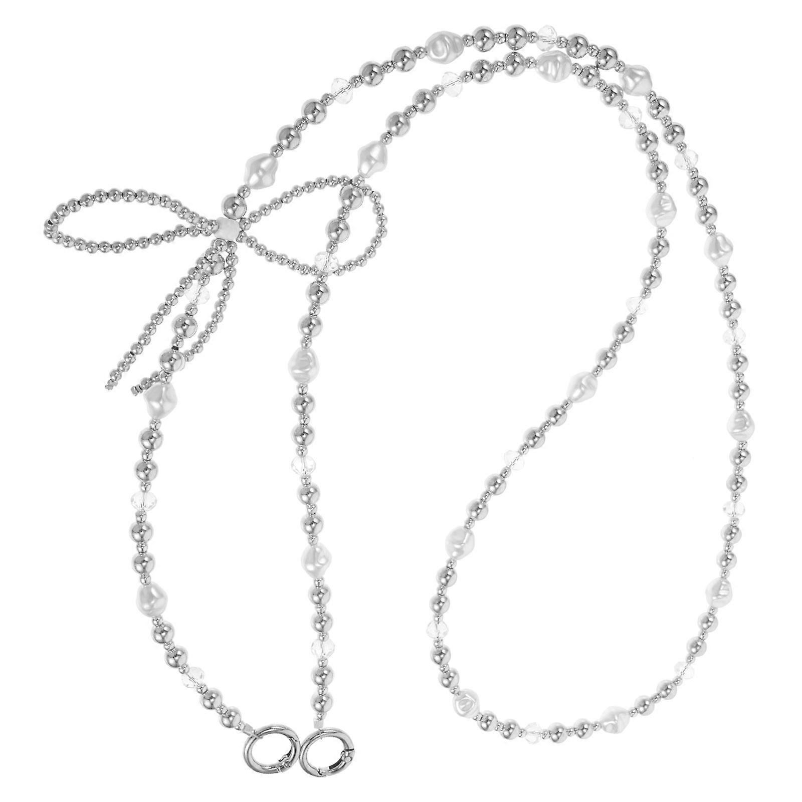 Metal Buckle Bag Chain with Pearl Decoration Strong, Secure Handbag Strap Replacement for Easy DIY Purse Projects and Accessories