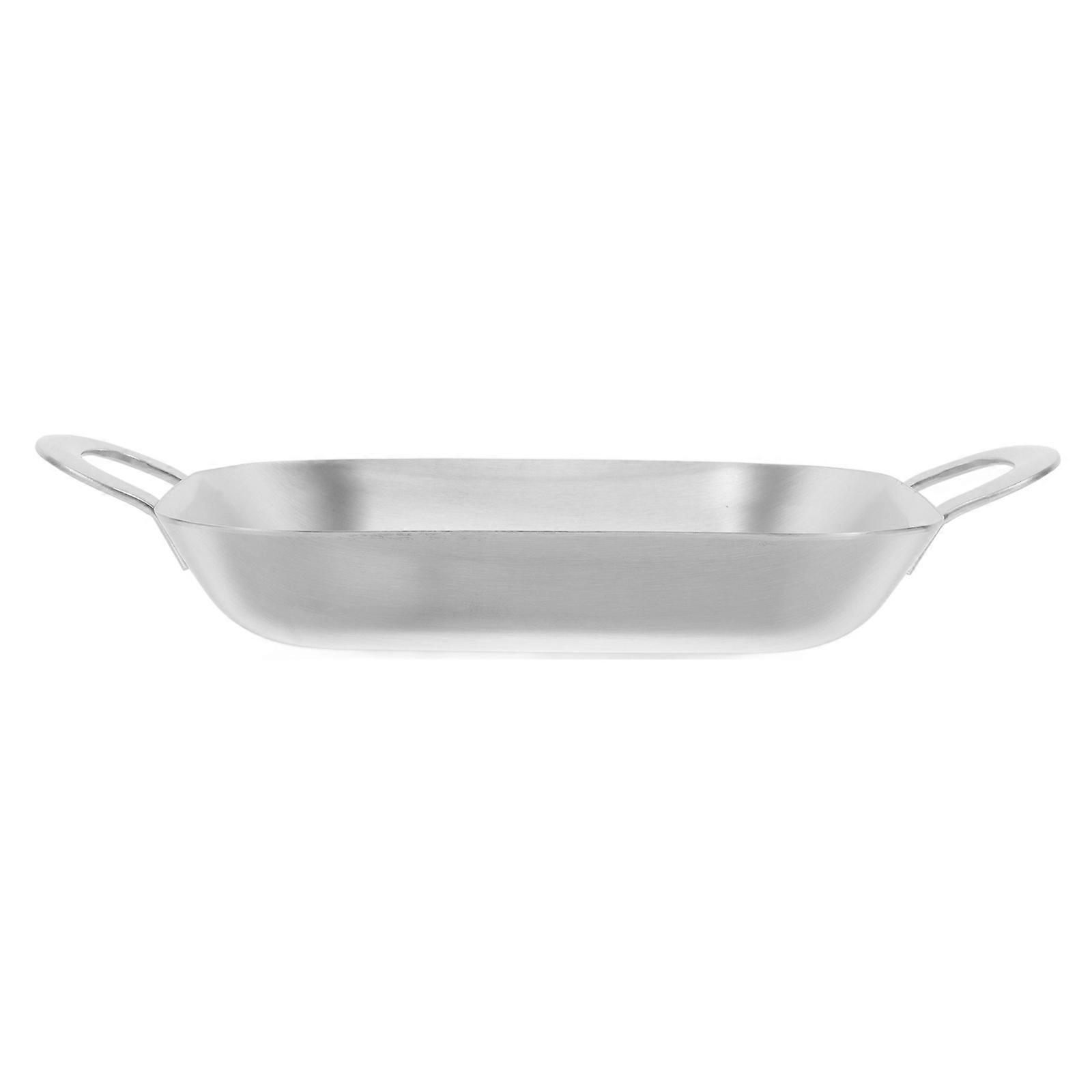 Stainless Steel Serving Plate with Handles for Dinner Meat BBQ Snack and Appetizer 1 Set Rectangle