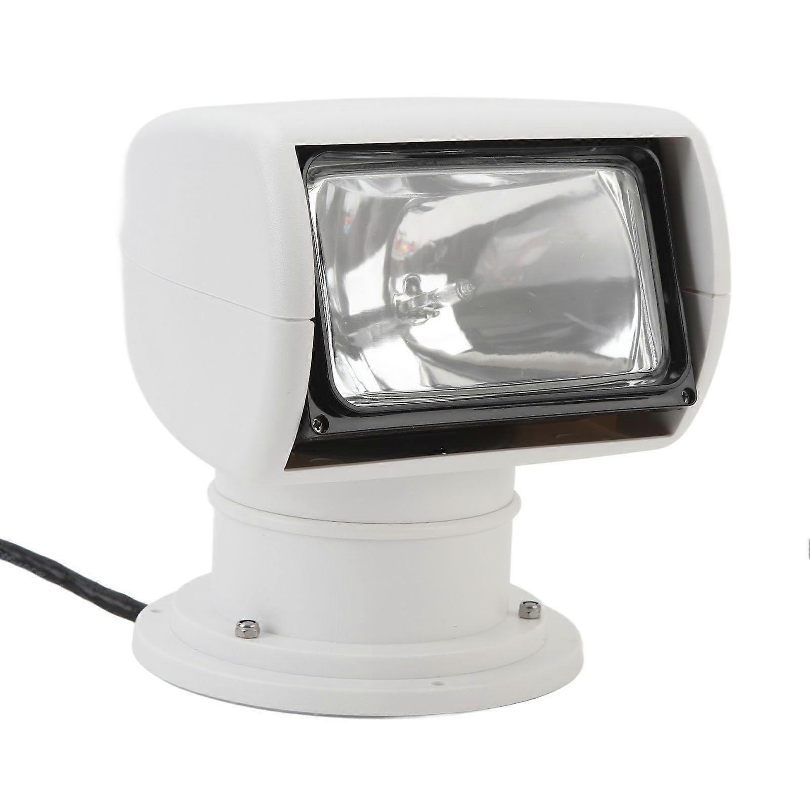 100W Marine Headlight with Remote Control, 360° Rotation, IP67 Waterproof, Portable Halogen Searchlight for Yachts, Fishing Boats and More (12V)