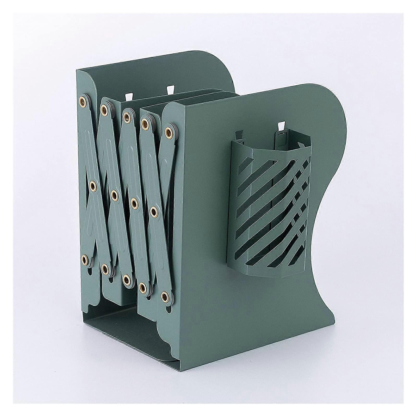 Adjustable Metal Bookends with Pen Holder – SpaceSaving Office File Holder, Desktop Document Organizer, Decorative Book Stopper (Color: 6)