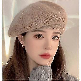 Stilvolle Damen-Strickmütze für Herbst und Winter - Weiche Malermütze aus Mohair-Wollmischung