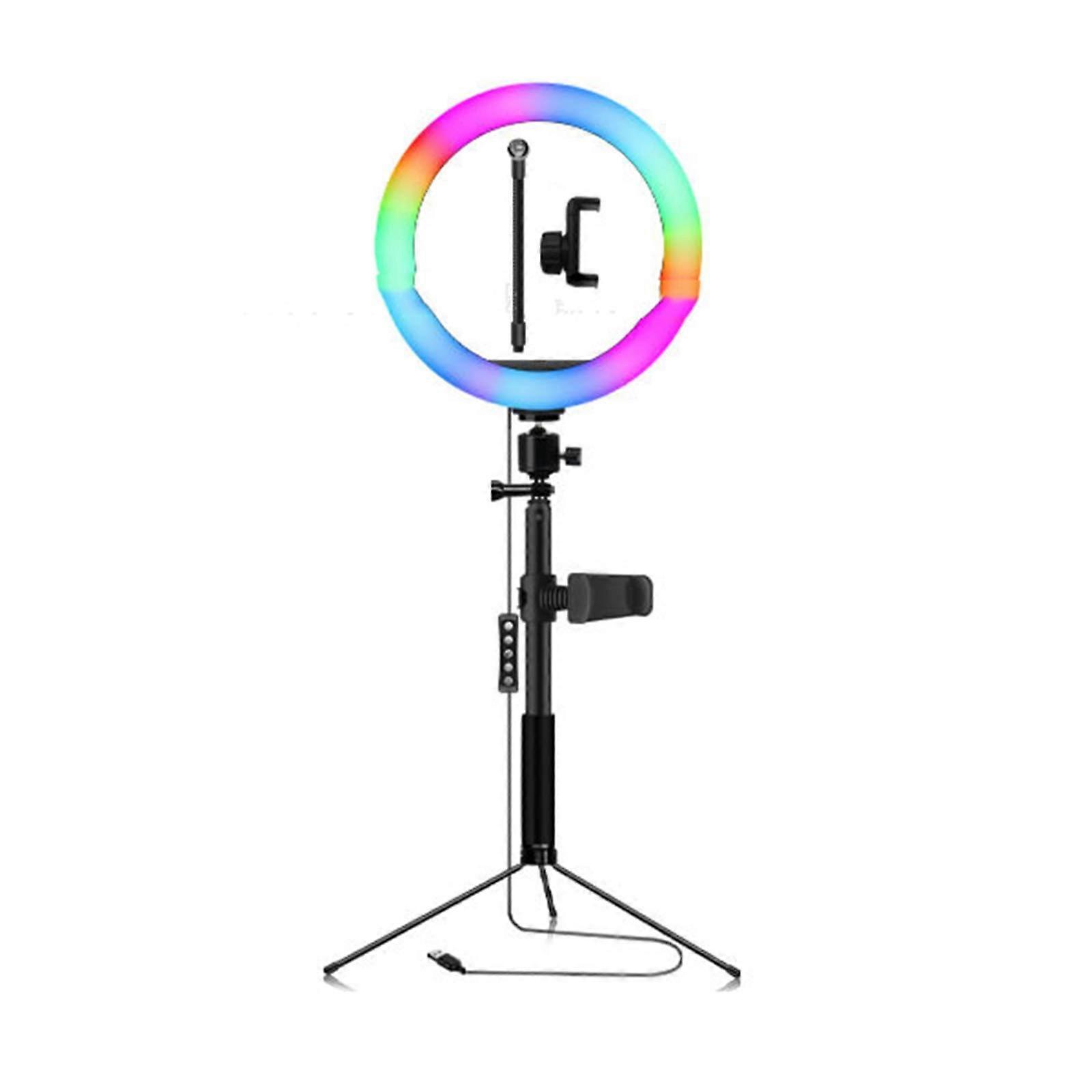 10' RGB Ring Light with Tripod Phone Holder, 3 Modes 10 Brightness Levels