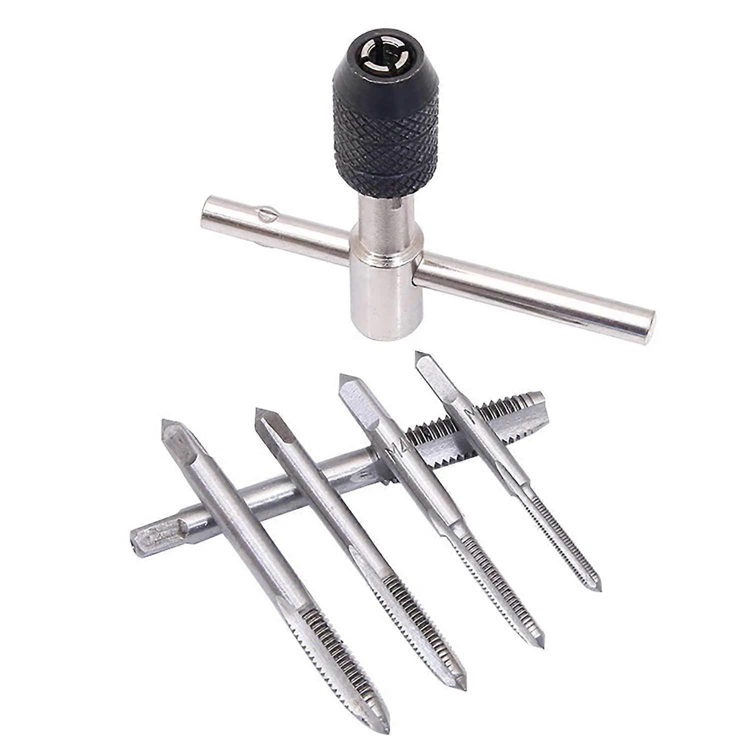 6 Pieces Adjustable T Handle Ratchet Tap with M3 M8 3mm8mm Machine Screw Thread Metric Plug T Shape Tap