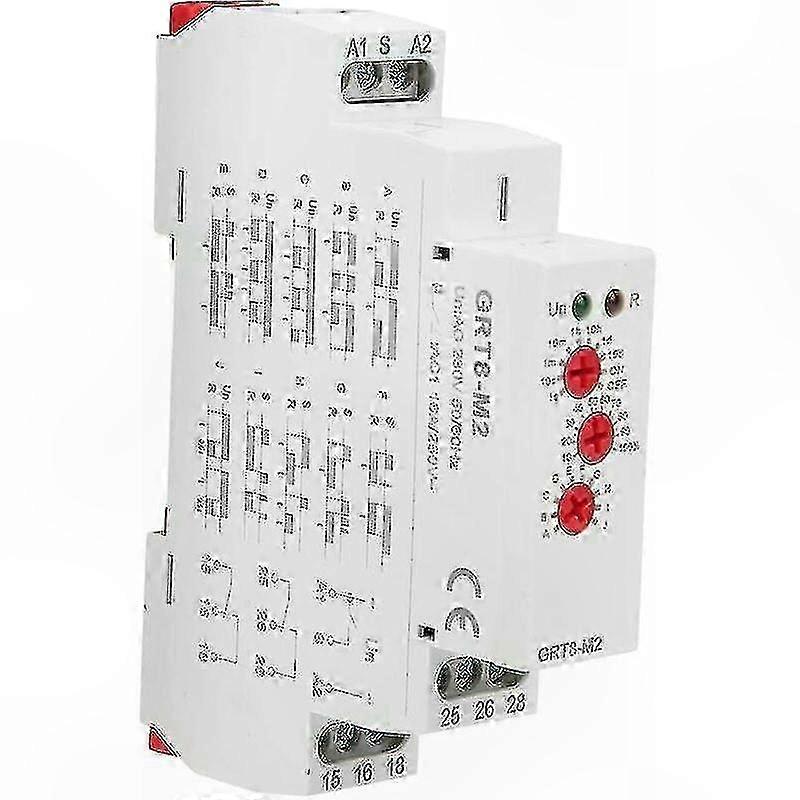 DIN Rail Mountable 10-Function Timer Relay, AC 220V Multifunction Control Unit