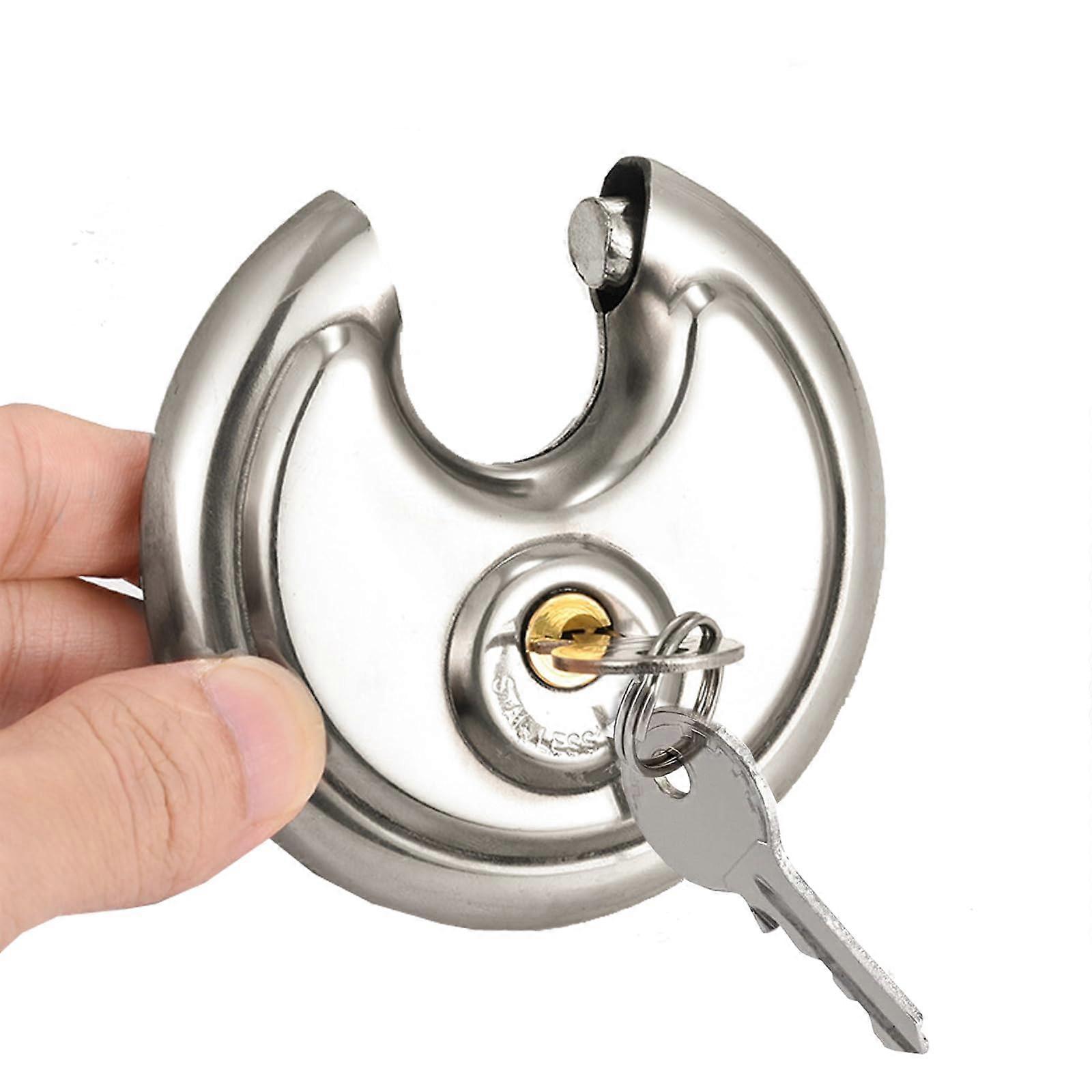 Round Padlocks 70mm Heavy Duty Waterproof Disc Lock with 2 Keys for Container Warehouse Garage Shed Fence