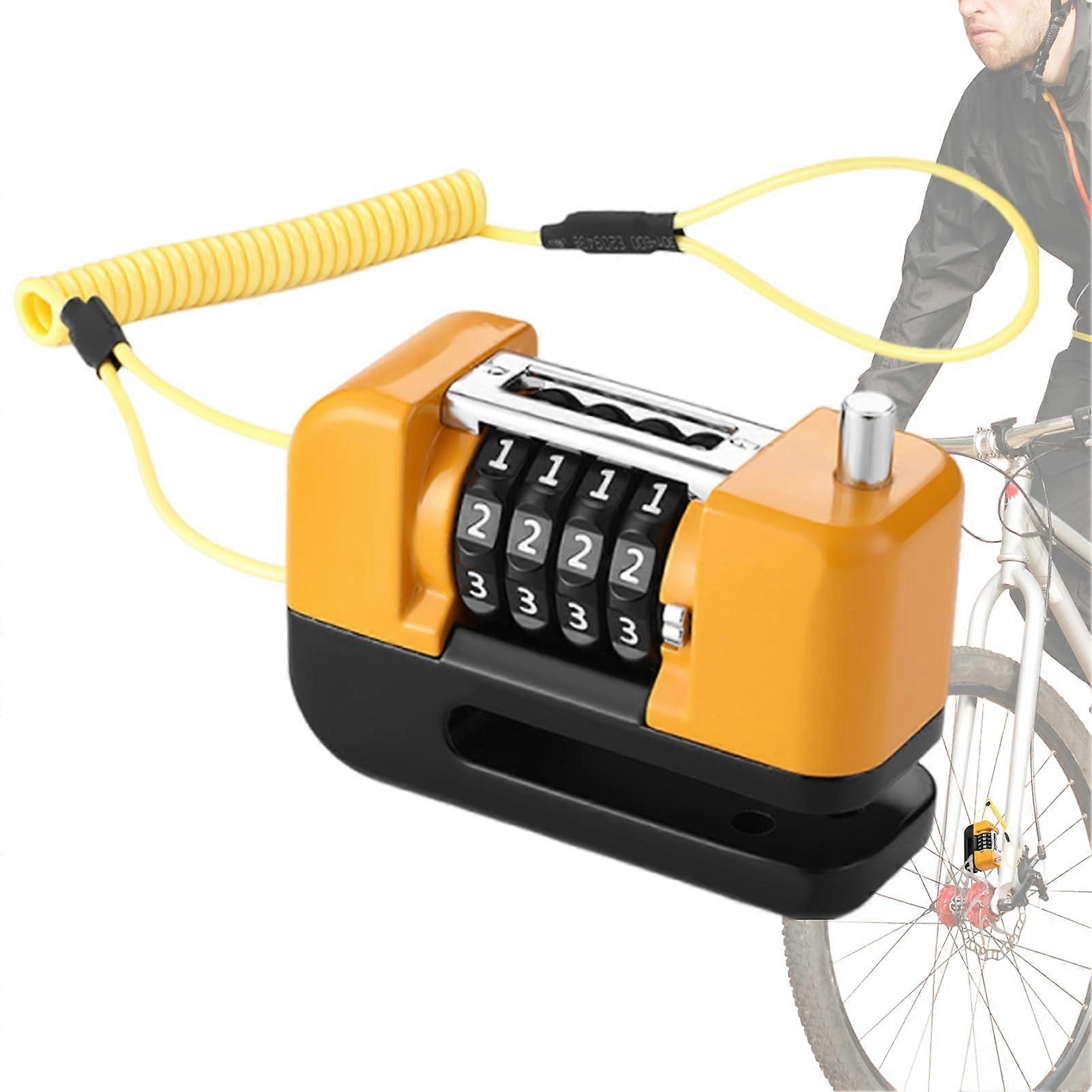 Motorcycle Brake Lock 4-Digit Combination Lock For E-Bikes, Bicycles And Motorcycles Orange