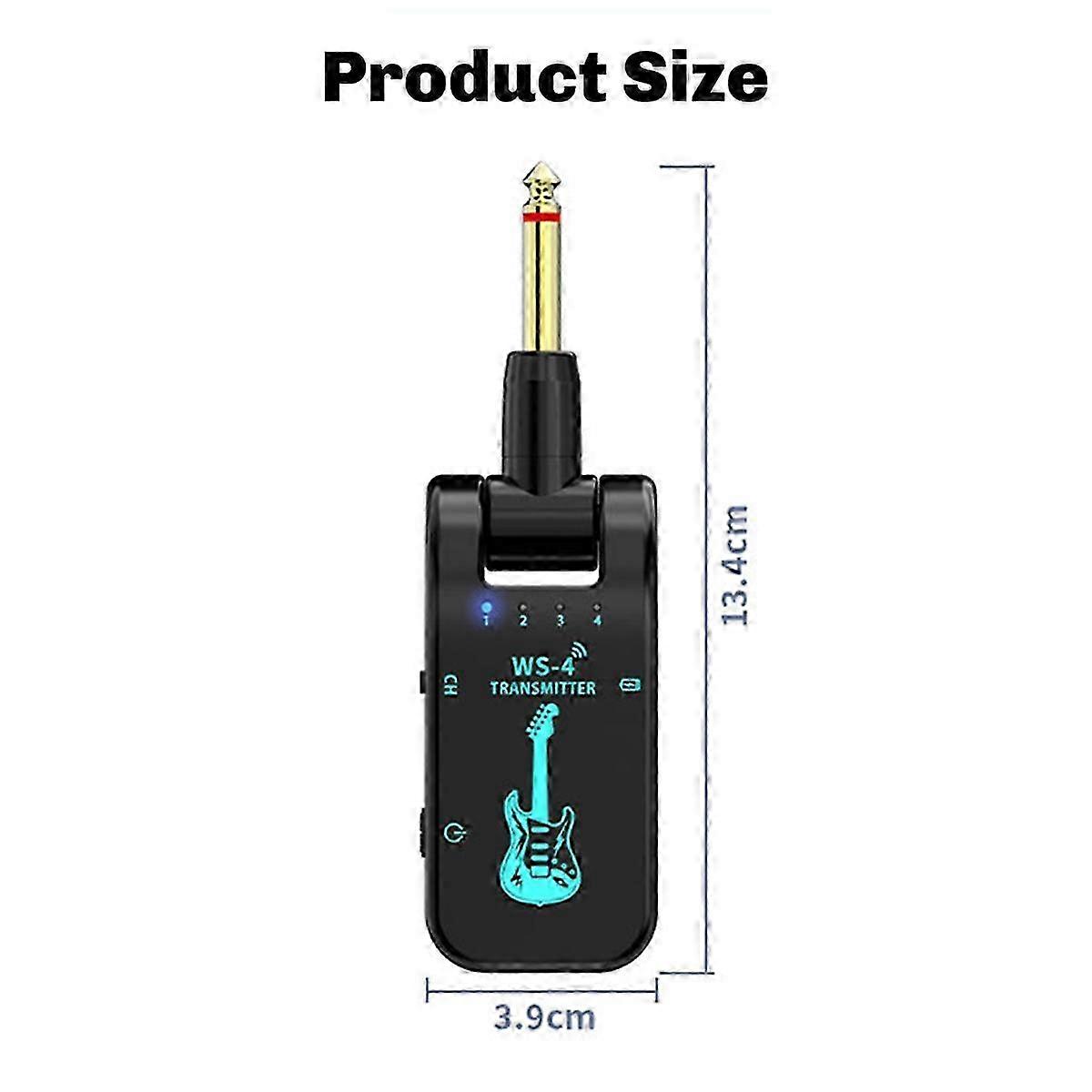 Wireless Guitar System Receiver for Electric Guitar & Bass with 2.4G WS-4 Transmission & 48K/16bit Real Audio Quality