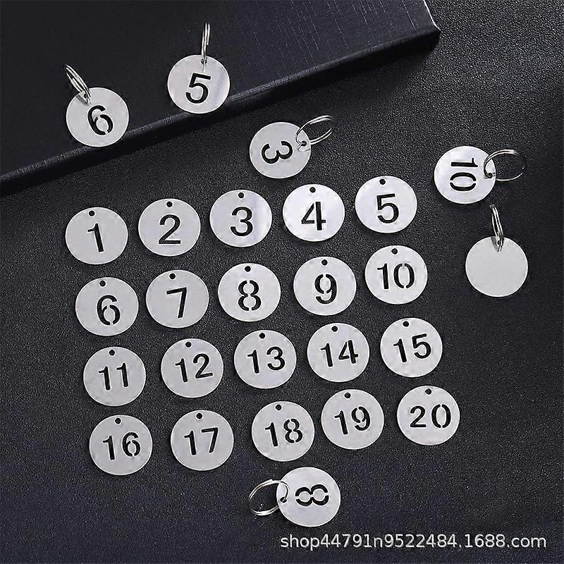 20pcs Stainless Steel Numbered Key Tags Round Hanging Number Tags Metal Keychain Sign Easy Identification For Home Office Use