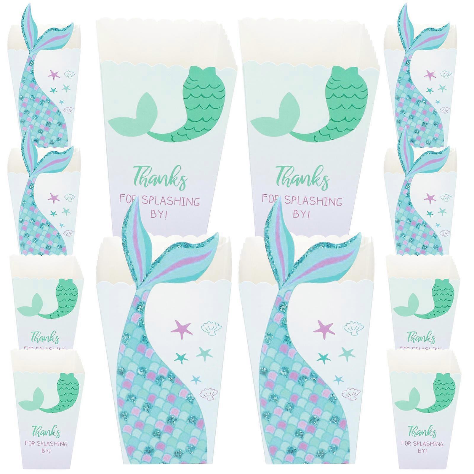 Snack Container Mermaid Tail Shape Assorted Color Paper Material Gift Container for 24Pcs