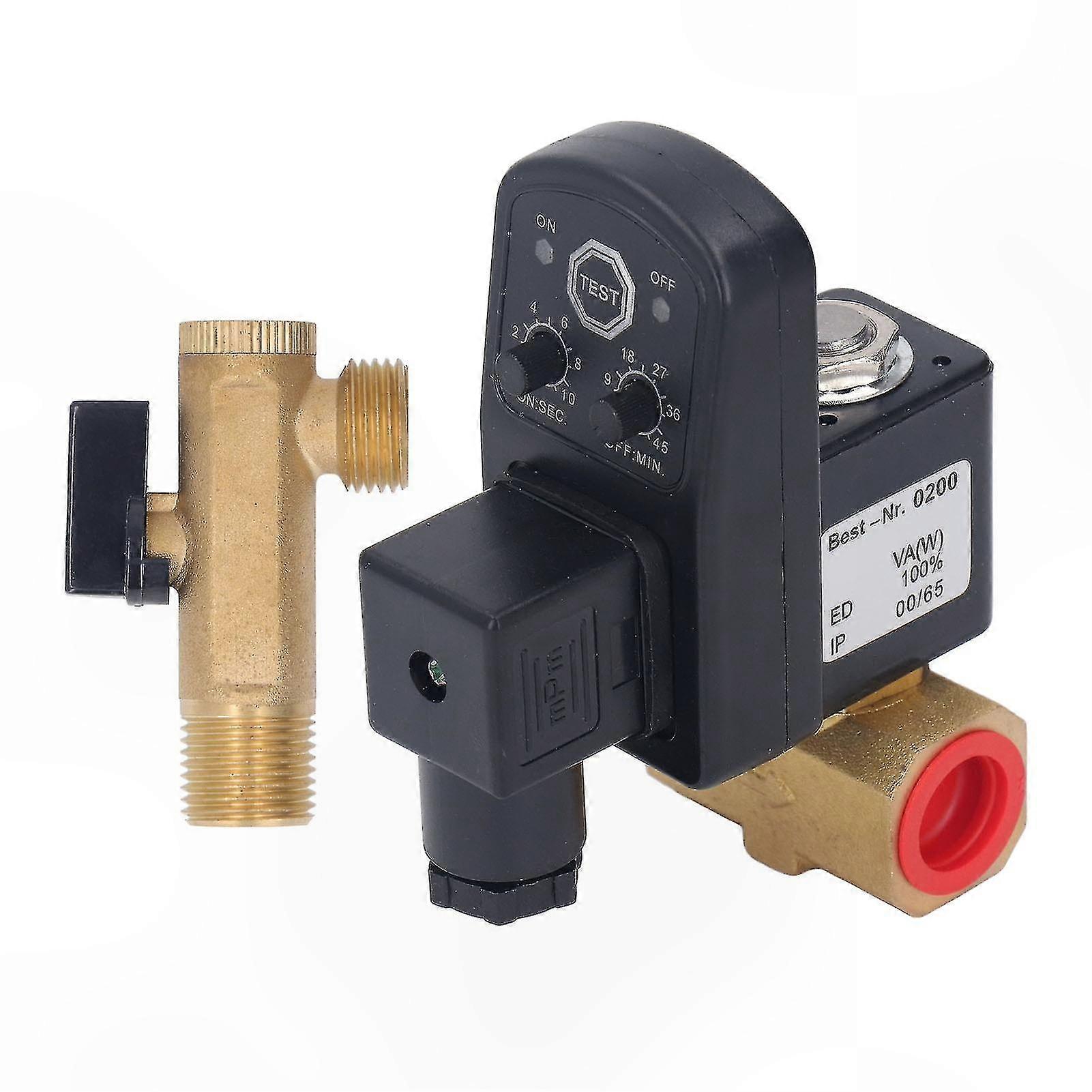 Timer-Controlled Electric Drain Valve for Air Compressor Tanks Split Design Solenoid Operated