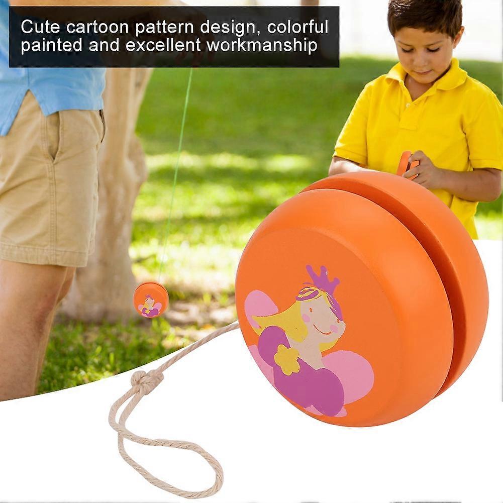 木製ヨーヨーおもちゃ4.7cmオレンジプリンセス漫画パターンギフト