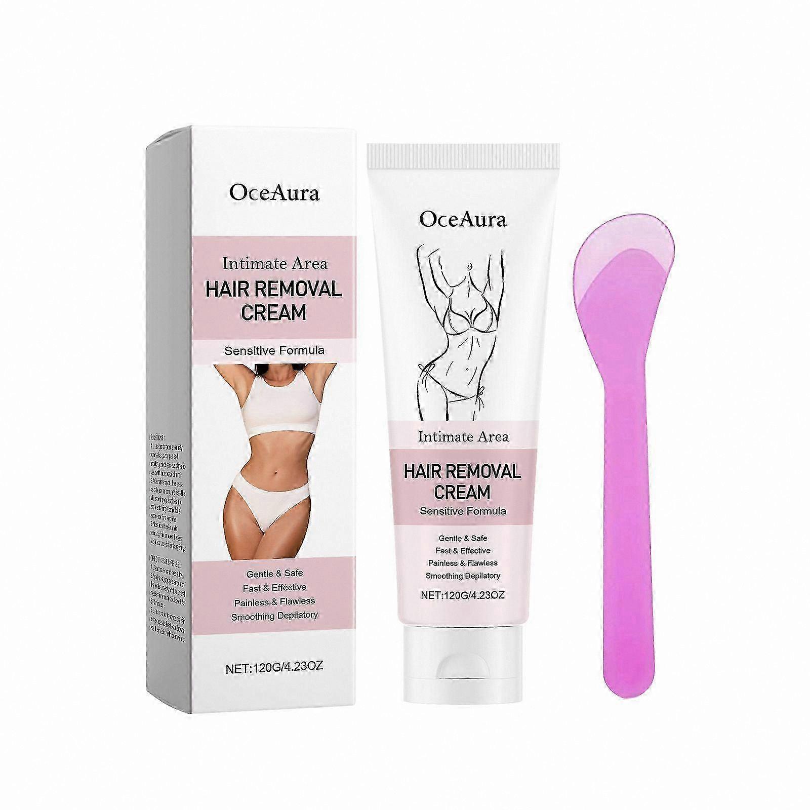 Gentle Hair Removal Cream for All Skin Types, Suitable for Face, Legs, Underarms, and Bikini Area, Includes Scraper Tool