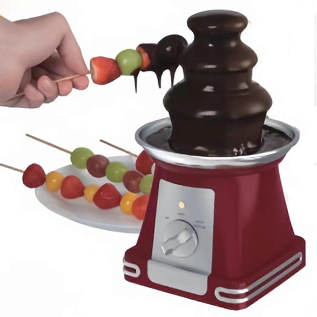 Chocolate Fountain 3-Tier Mini Stainless Steel Electric Fondue Fountain With 2.2-Lb Weight For Strawberries