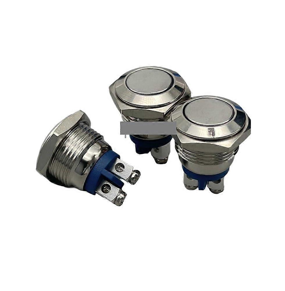 Push Button Switch 16mm Momentary Stainless Steel Flat