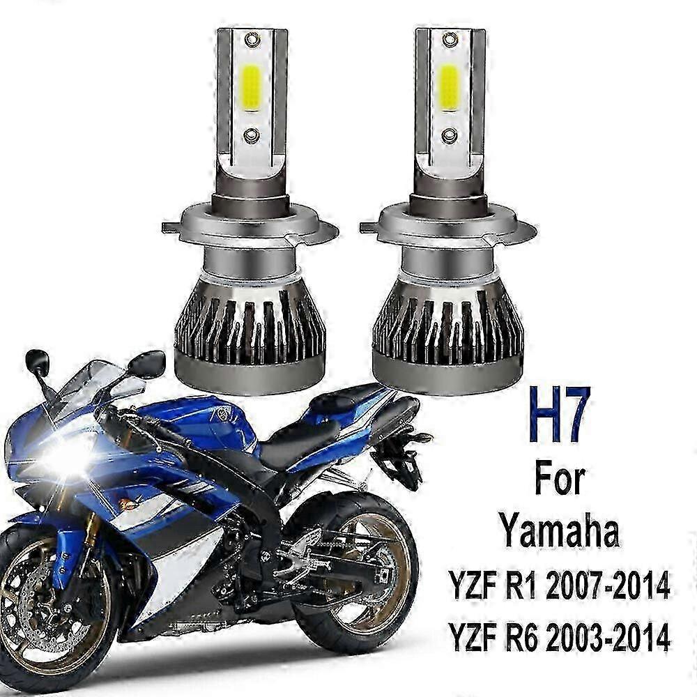 Motorcycle H7 LED Headlight Bulbs Replacement Headlamp 6000K For Ya...