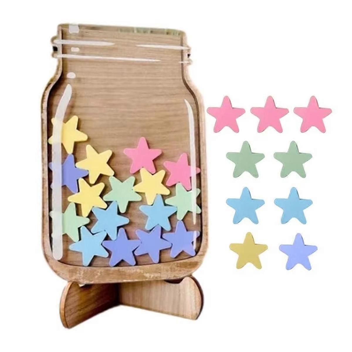 1 Piece-Kids Reward Jar with Star Classroom Reward Jar with 25pcs Tokens Chore Chart Gifts for Kids