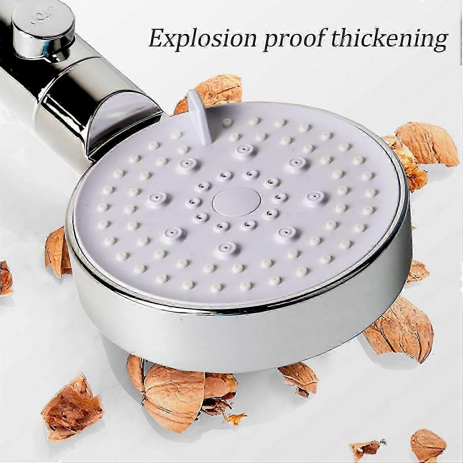 Mode Shower Head, Handheld Shower Set, Water Saving Shower Head with Stop Button High Pressure Multiple Jets (Silver)