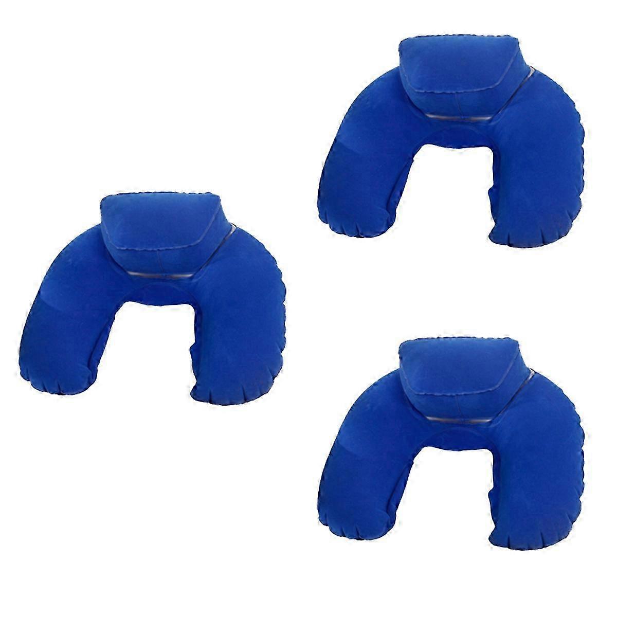 Inflatable Travel Pillow Airplane Neck Pillow Office Nap Pillow Blue