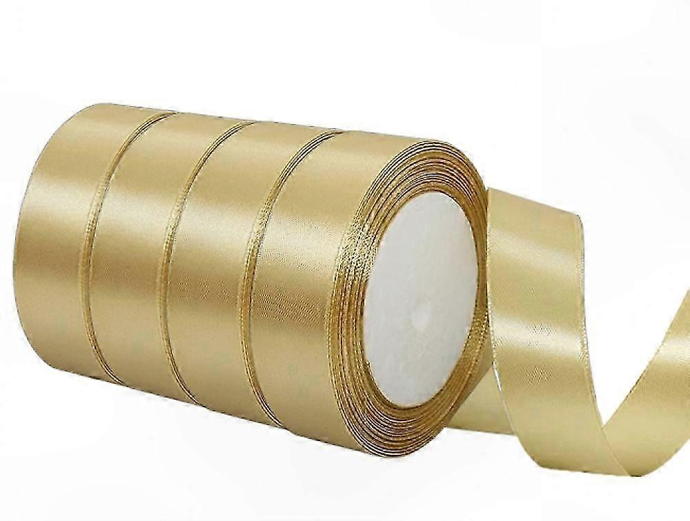 Champagne Gold Satin Ribbon - 22 Meters Long, 2cm Width - Perfect for Gift Wrapping and Crafting Projects
