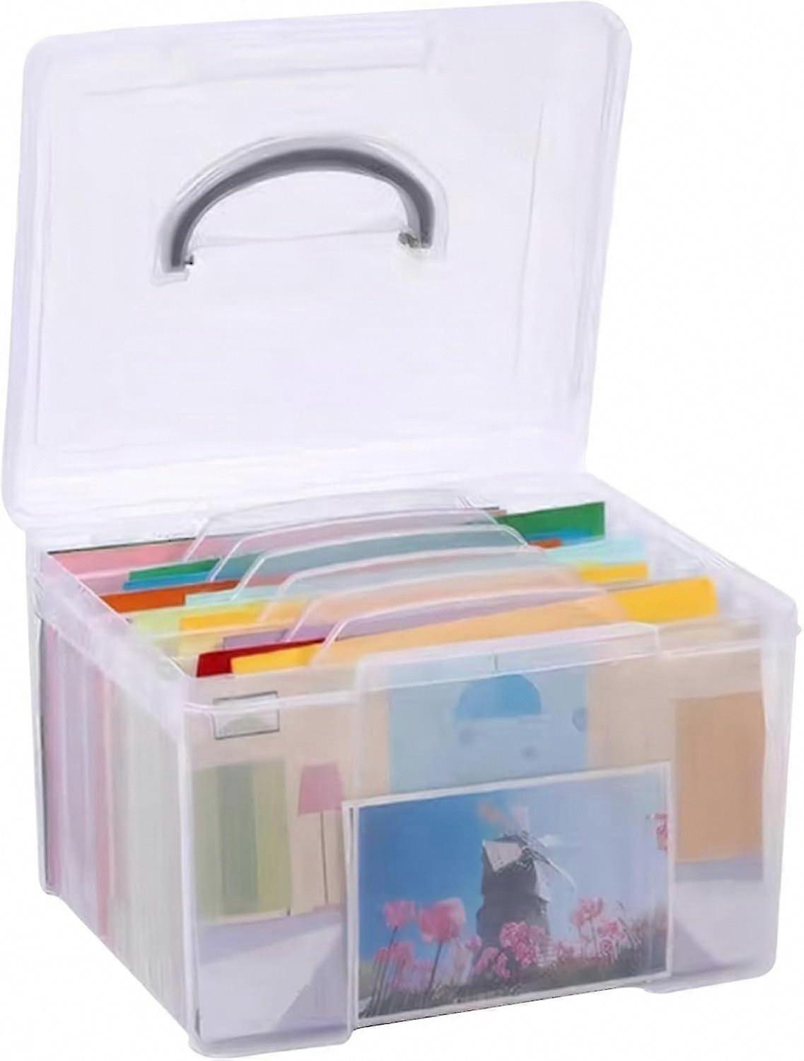 Photo Storage Box with Inner Photo Keeper 5x7 Photo Box with Lifting Handle