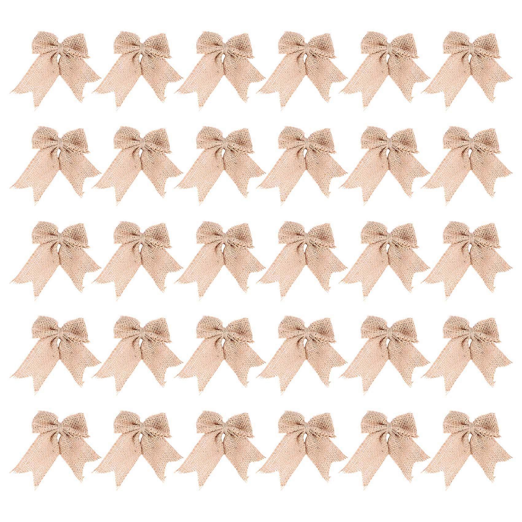 30 Pcs Burlap Bows Burlap Bow Knot Handmade Burlap for Christmas Decorate Tree Party Supplies
