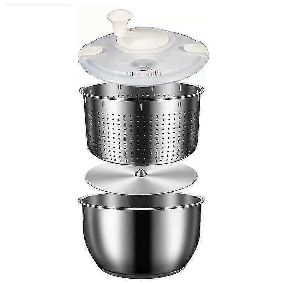 Essoreuse à salade 6 L en acier inoxydable, grande essoreuse à légumes avec couvercle en PP pour lave-fruits, essoreuse à pâtes et frites, essoreuse à salade